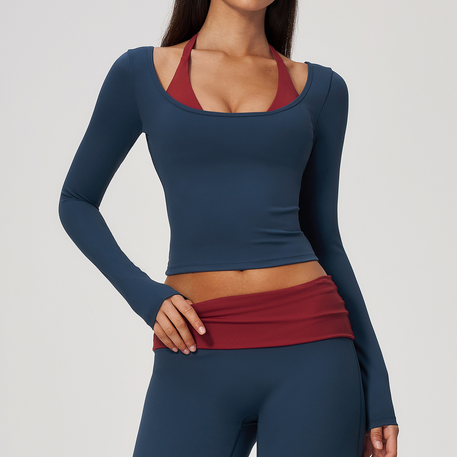 Crop Top Crochet - Atasan Yoga Halter 2-in-1 Model Dua