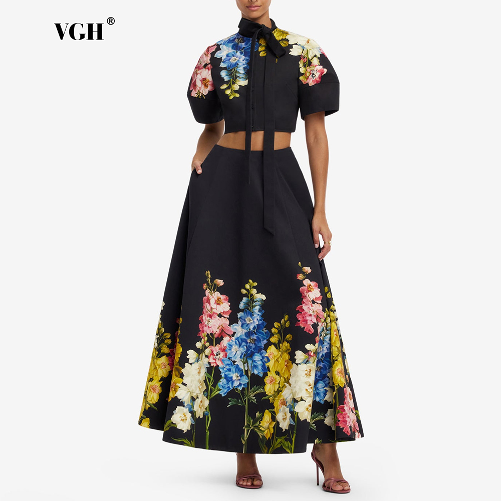 VGH Setelan Dua Potong Bermoti - Midi Skirt Floral ulasan dan harga